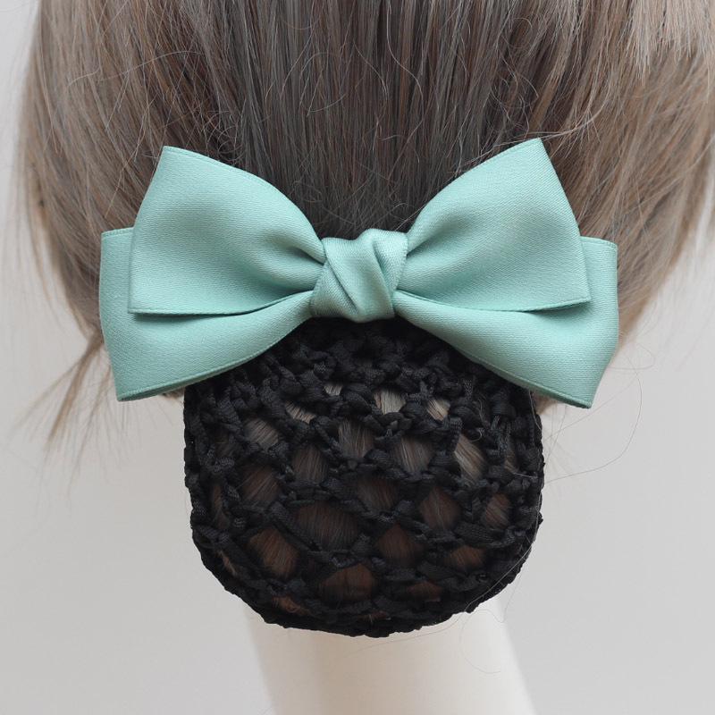 Women's Professional Hair Net Bow Clip for Work: Ideal for Hotel, Bank, Nurse, Flight Attendant, and Updo Styles.