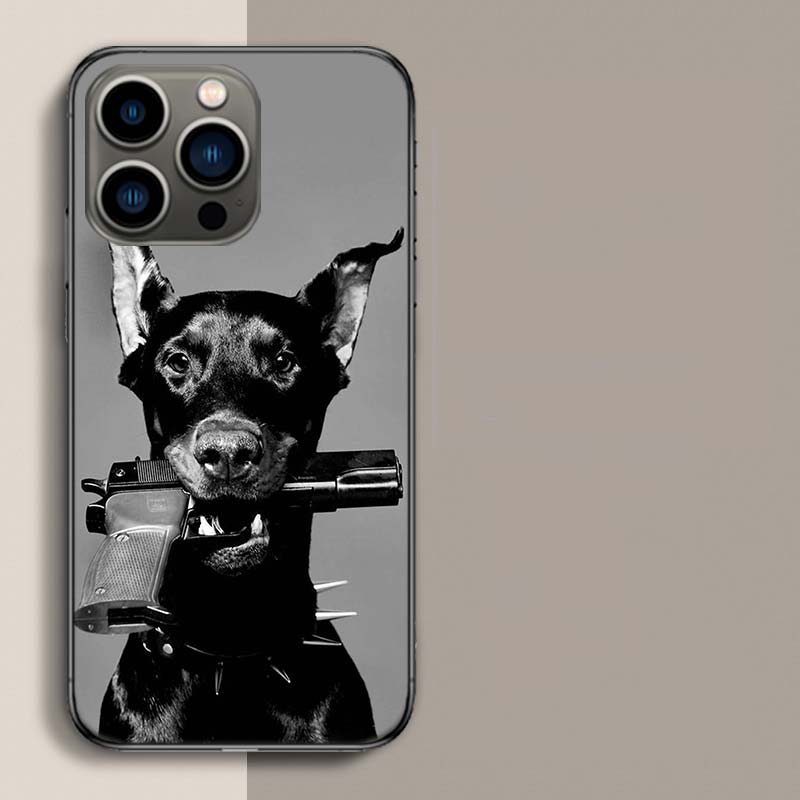 Animal Dachshund Doberman Dog Phone Case For Apple Iphone 16E 16 17 Pro Max Air 15 Pro 14 Plus 12 13 Mini Cover Cute Fun