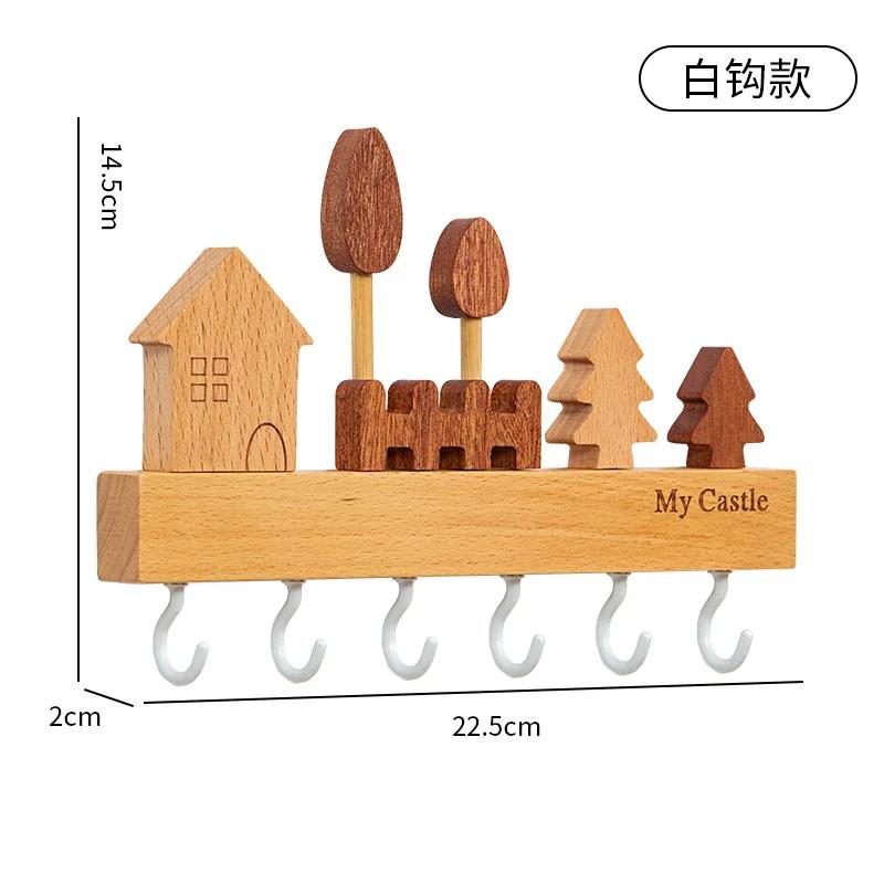 

Креативная деревянная настенная стойка для хранения ключей с 6 крючками, настенный органайзер для ключей, домашний декор для прихожей, коридора белый