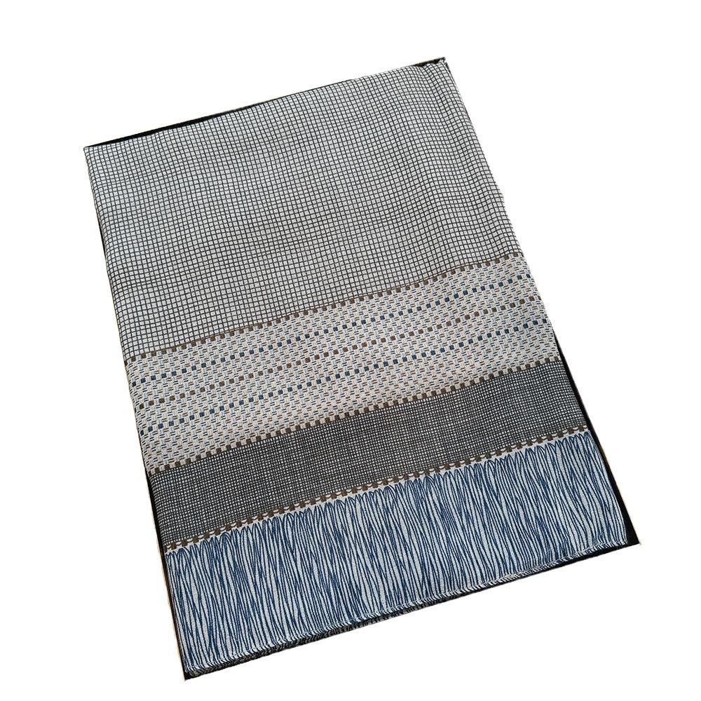 Japanese Style Checkered Linen Cotton Shawl Scarf for Women, 130x130cm - Warm Retro Literary Design