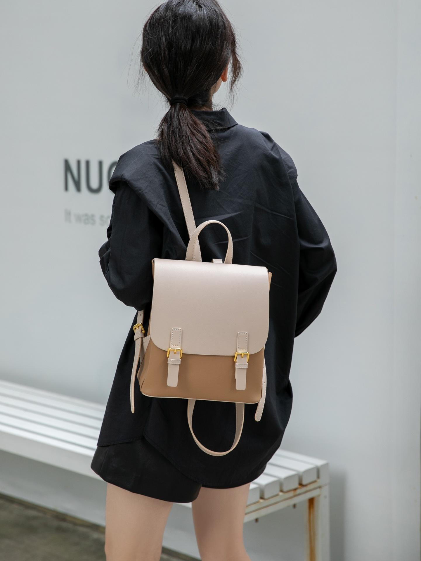 

Женский рюкзак 2025 новая мода высококачественная кожаная сумка нишевый универсальный дорожный рюкзак из коровьей кожи большой вместимости