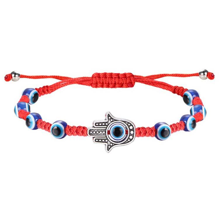 Evil Eye Adjustable Bracelet Set: 12-Piece Woven Rope with 7 Knots