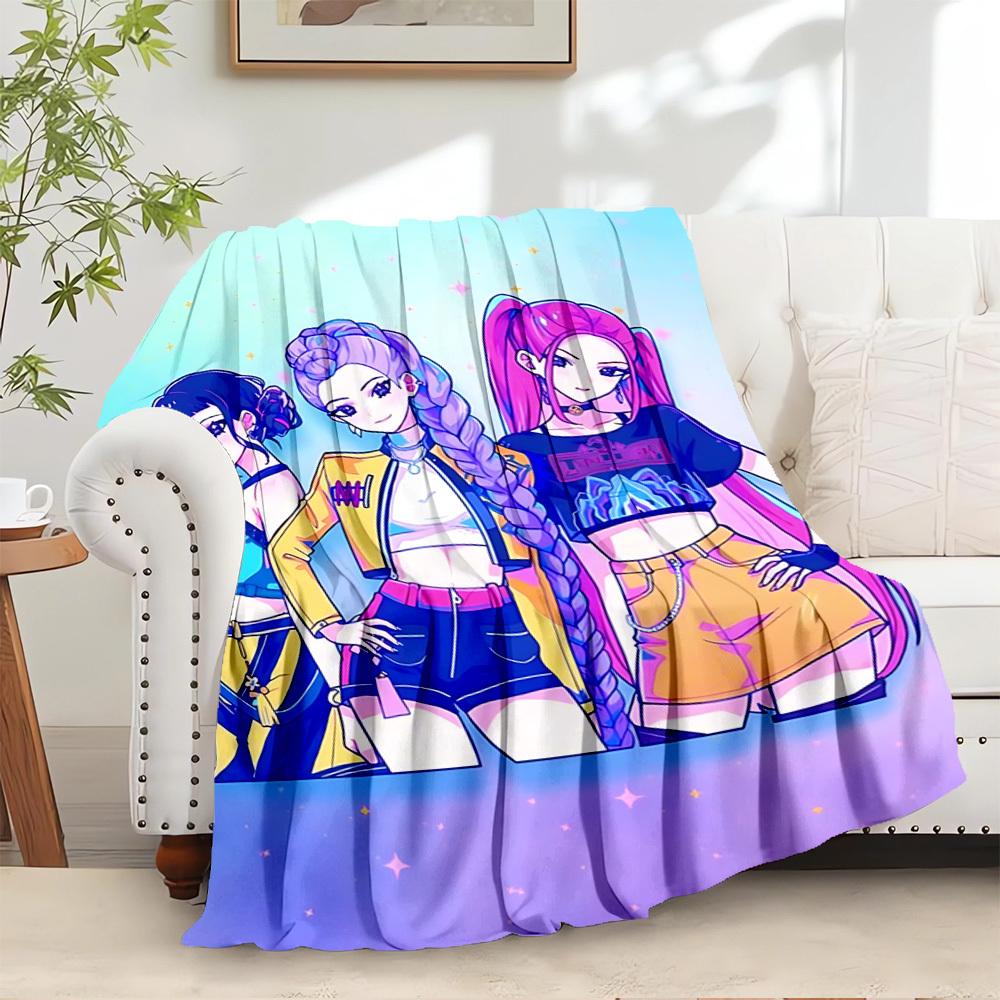 

K-POP Anime Girls Group Four Seasons Soft Warm Blanket All-Season Thick Knit Polyester Bedspread for Bed, Camping, Travel Perfect Gift 80x120cm