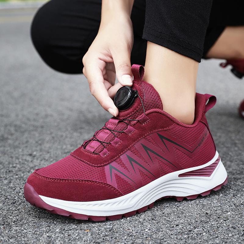 Spring and Summer Parents Couple Sports Shoes Rotating Button Free Lace-up Casual Shoes Walking Shoes