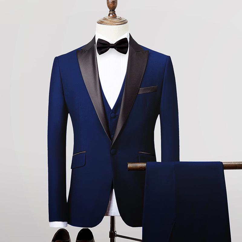 Men's Slim Fit Korean Tuxedo Suit for Wedding, Host, Photography