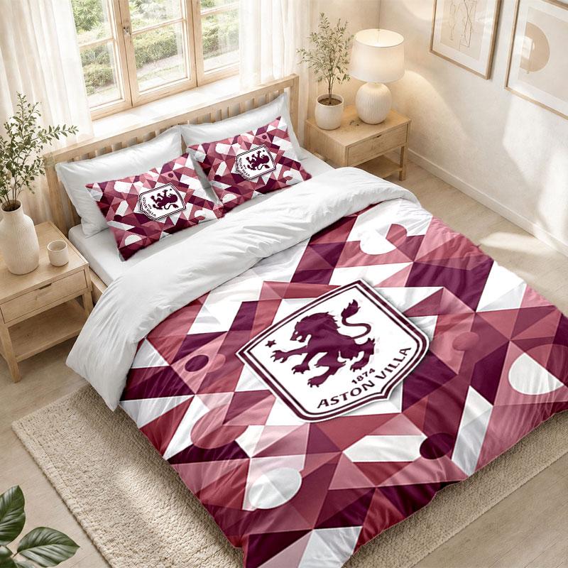Set Biancheria da Letto 1 Copripiumino 2 Federe Stampa Calcio Aston Villa Camera da Letto Decorazione Casa