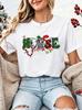 Women Christmas Nurse Graphic T‑Shirt Stethoscope Santa Hat Christmas Lights T-Shirts Healthcare Worker Medical Nurse Xmas Gift