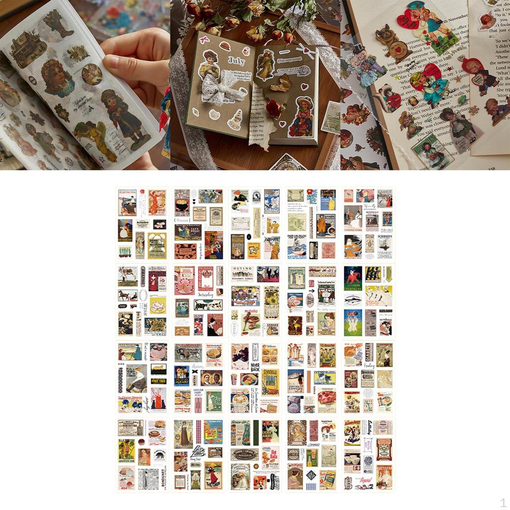 20 Pieces Planner Stickers Decals Decorative Retro Design DIY Diary Scrapbooking