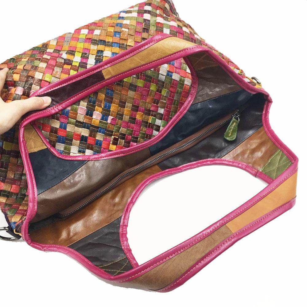 Leather Bag Hand-Woven Shoulder Messenger Bag Bag Women'S Leather Lady Bag Woven Bag