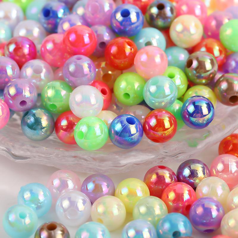 30pcs/lot 10mm AB Color Round Acrylic Bead Loose Spacer Beads For Jewelry Making DIY Accessories