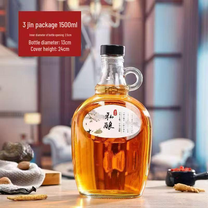 Thickened Glass Baijiu Bottle for Homebrew & Storage - Green Plum & Grape
