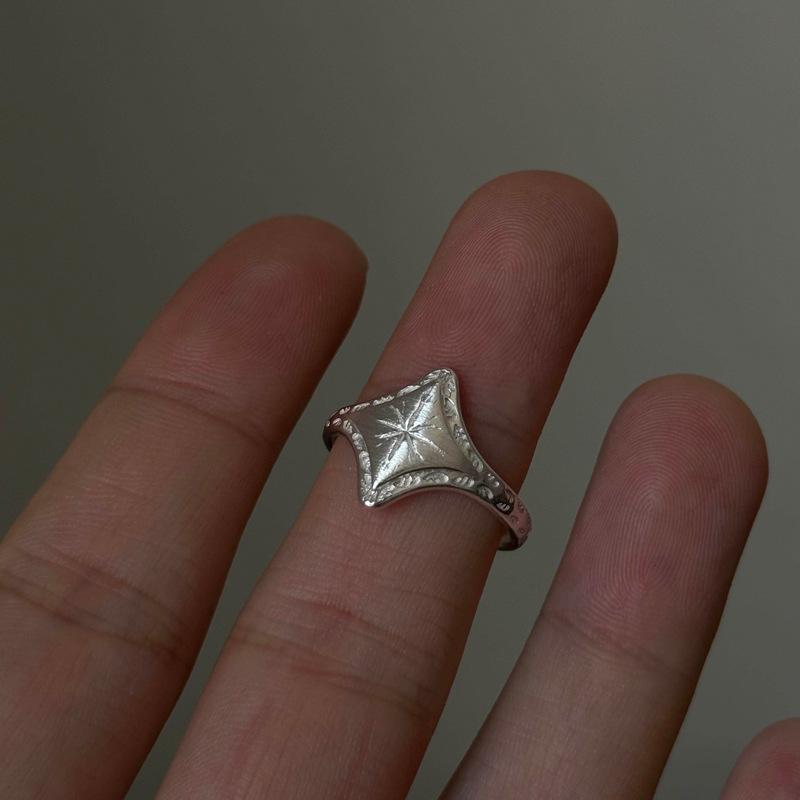 Elegant Rhombus Brushed Ring: Unique Design for Women, Perfect for Daily Wear Brushed Rhombus Ring (Gold)