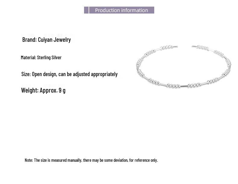 Cui Yan S925 Sterling Silver Korean Twist Bracelet for Women - Simple, Versatile, Open Cuff Design.