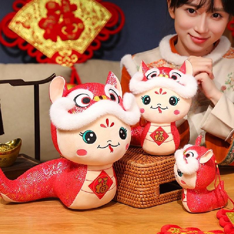 Adorable Plush Snake Year Mascot Doll For New Year Celebration Decorative Gift