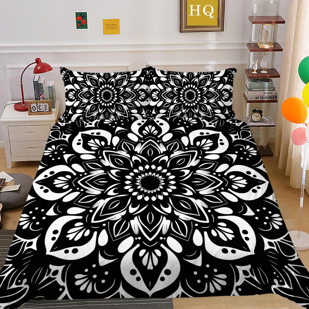 Zestaw poszewek na kołdrę 3D w kolorze czarnym Paisley King Size Home Textiles Girl Bedspread Luxury Bedding Cover Set