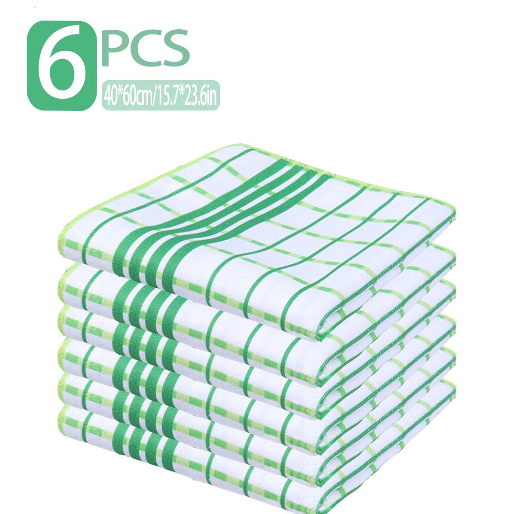 Checkered Kitchen Absorbent Cleaning Cloths, 6/12 Set, Household Dishcloths and Tablecloths, Easy-to-clean Household Cloths.
