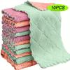 10pcs Panos de Limpeza Panos de Prato de Lã de Coral Espessos Domésticos Absorventes Que Não Soltam Fiapos Pano de Lavar Louça Suprimentos de Cozinha