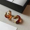 Pendant Vintage Women's Earrings Light Luxury Amber Ear Stud Amber Color Earrings  Party