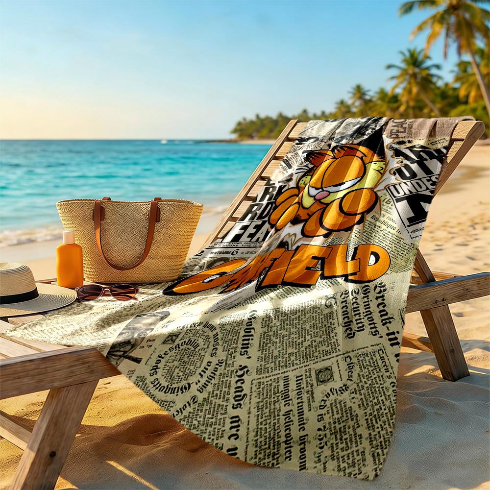 Garfield Through Beach Towel High Absorbency & Quick-Dry Comfortable Lightweight Suitable for Sports, Travel, Swimming, Yoga