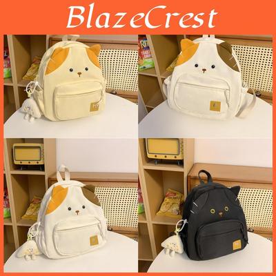 Cat Cartoon Backpack For Girls Oxford Fabric Large Capacity School Bag With Zipper Closure