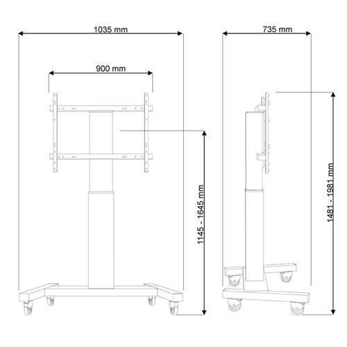 Meuble sur roulettes - Newstar - 100049822 - Capacité 100 kg - Écran jusqu'à 100" - Noir