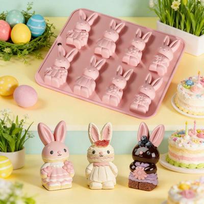 1pc Easter Bunny Design Silicone Chocolate Molds Cake Moulds Surprise 3D Rabbit Silicone Bakeware For Baking Easter Day Dessert
