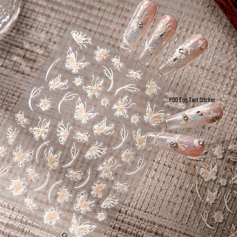 Cyan Sea 3D Semi-Transparent Flower Nail Art Stickers