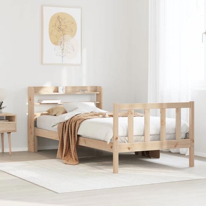 VidaXL Cadre de lit avec tête de lit 90x200 cm bois de pin massif, lit, mobilier de chambre à coucher, lit en bois, lit 3306574