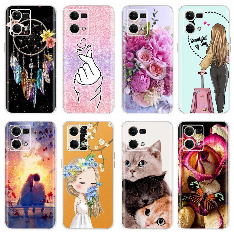 For Oppo F21 Pro 4G Case Oppo Reno7 CPH2363 Colorful Painted Cover Soft Silicone Case For Oppo Reno7 Reno 7 F21 Pro Fundas Coque