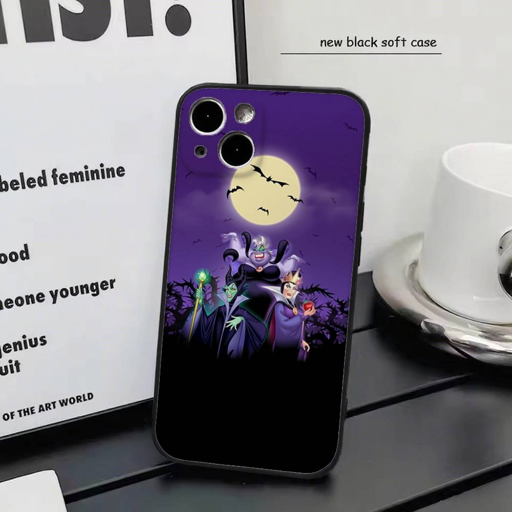Disney Villains For iPhone 17 Air 16 15 14 13 12 11 Pro Black Soft Cover Phone Case