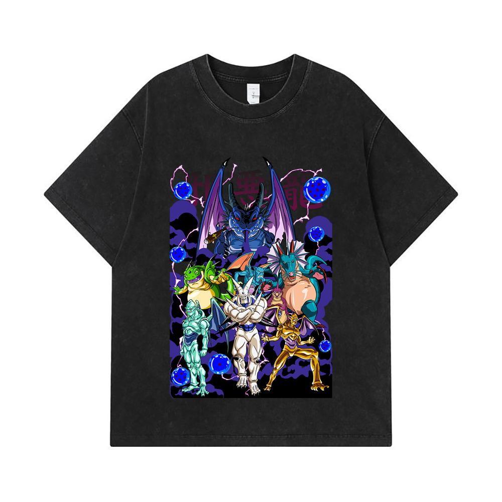 275 GSM Washed T-shirts 100% Cotton Dragon Ball V38 Dragons Print Unisex Heavy Cotton T Shirt