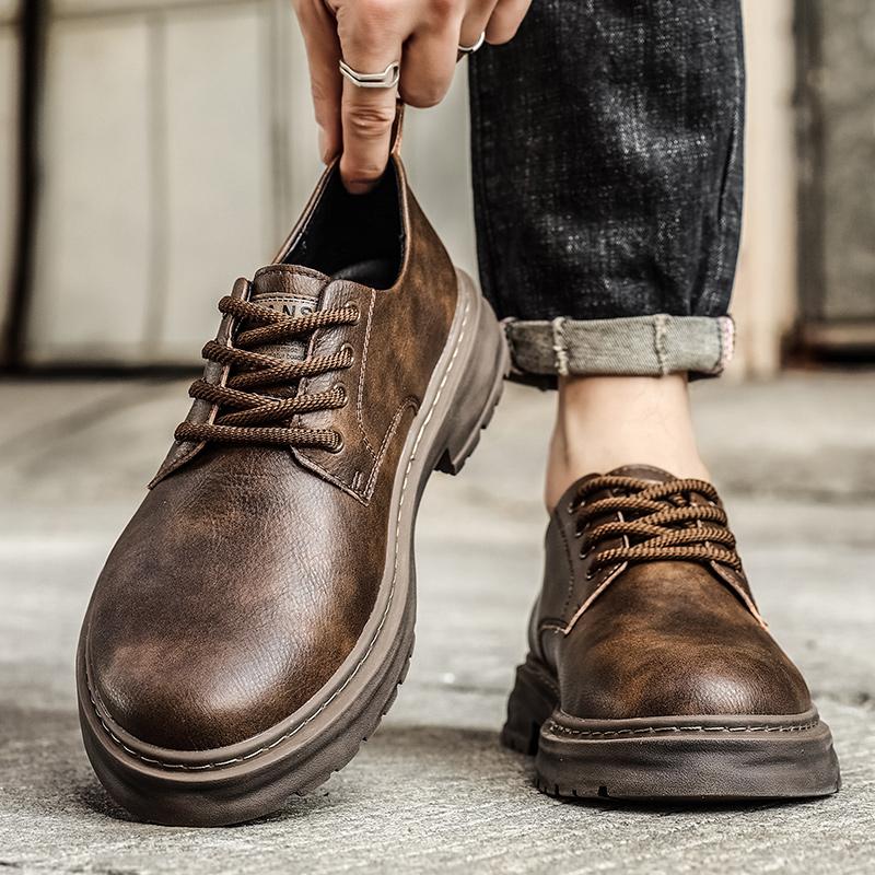 Fashion Platform Men's Classic Retro Patina Chelsea Boots Men British High Top Fashion Leather Ankle Boot Mens Casual Short Boots Shoes