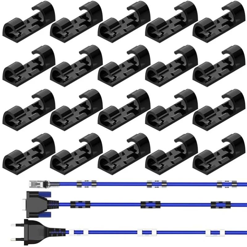 20Pcs Cable Organizer Clips Cable Management Desktop & Workstation ABS Wire Manager Cord Holder USB Data Line Bobbin Winder