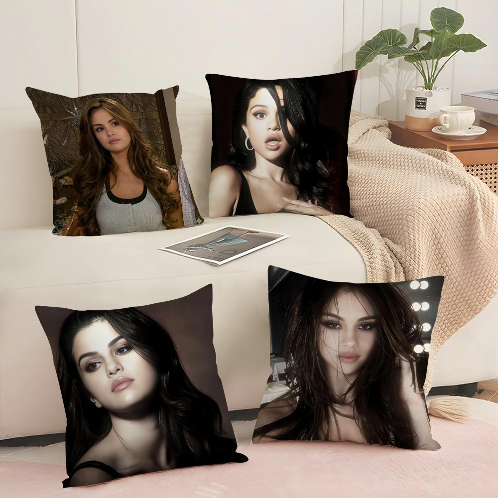 S-Selena Gomez Cushion Cover Soft Short Plush Pillow Cover Smooth Cozy Texture Aesthetic Cushion Case Home Decor