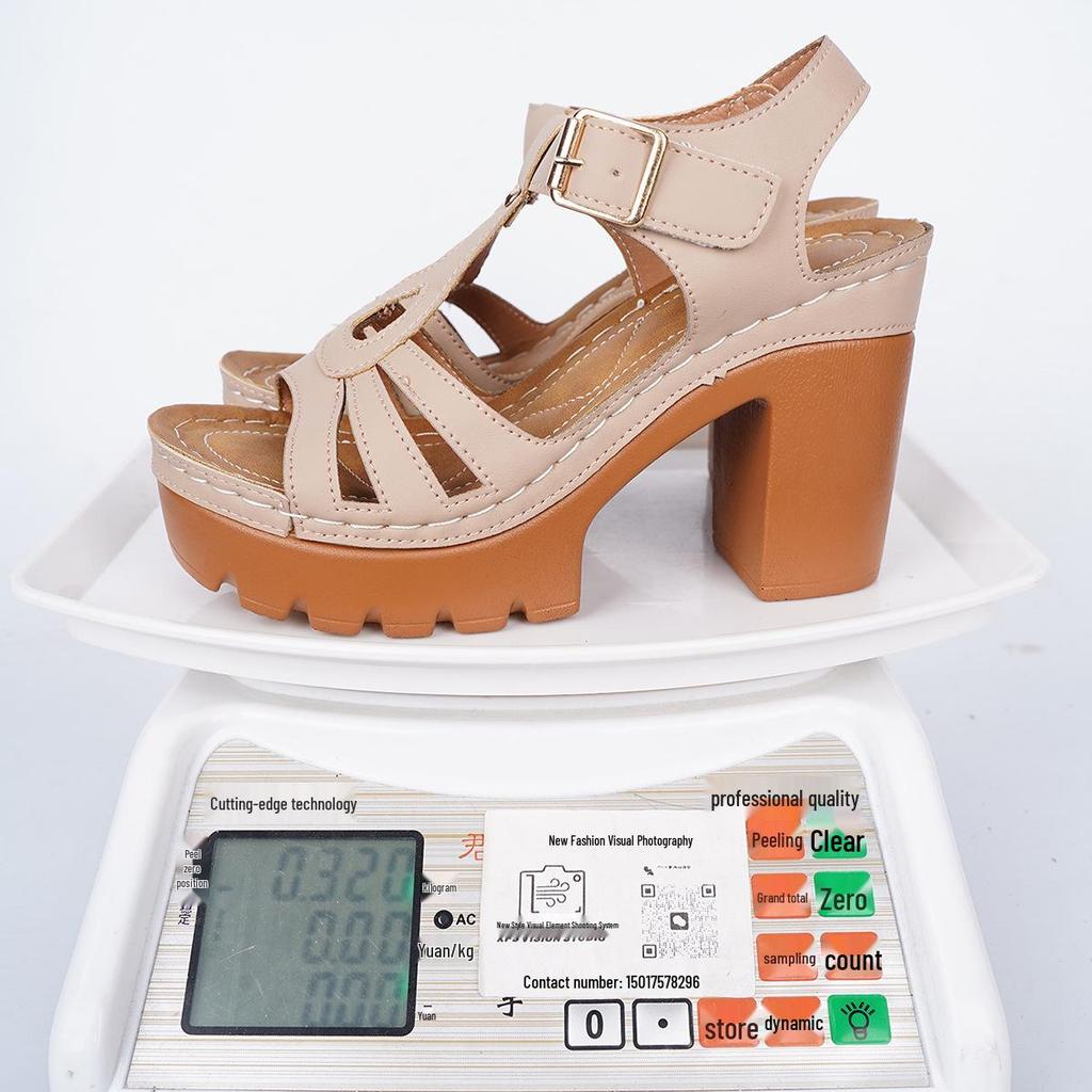 European & American Style Chunky Heel Roman Sandals, Plus Size, Open Toe Summer Collection