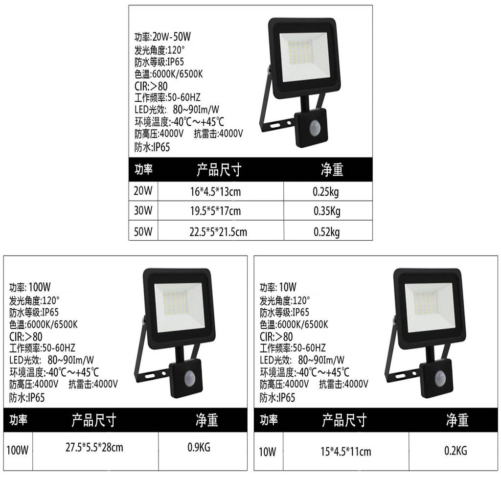 Pir Body Sensor Led Flood Light With Auto Motion Detection For Outdoor Security
