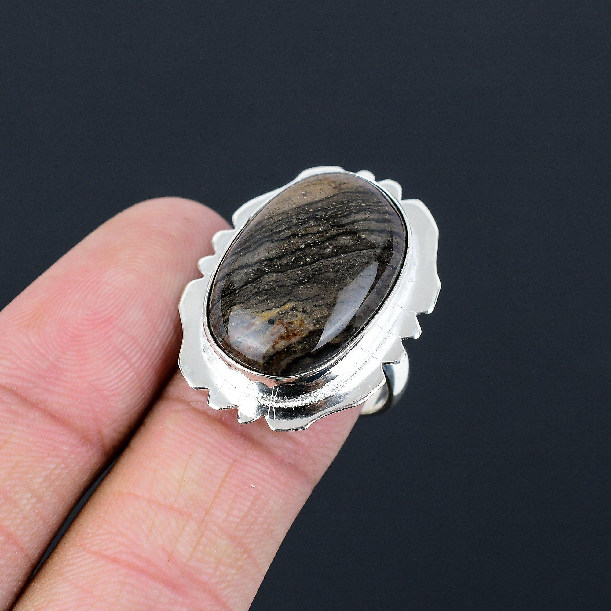 

Sterling Silver Natural Honey Dendrite Opal Multi Stone Ring Jewelry Size 8.5 8.5