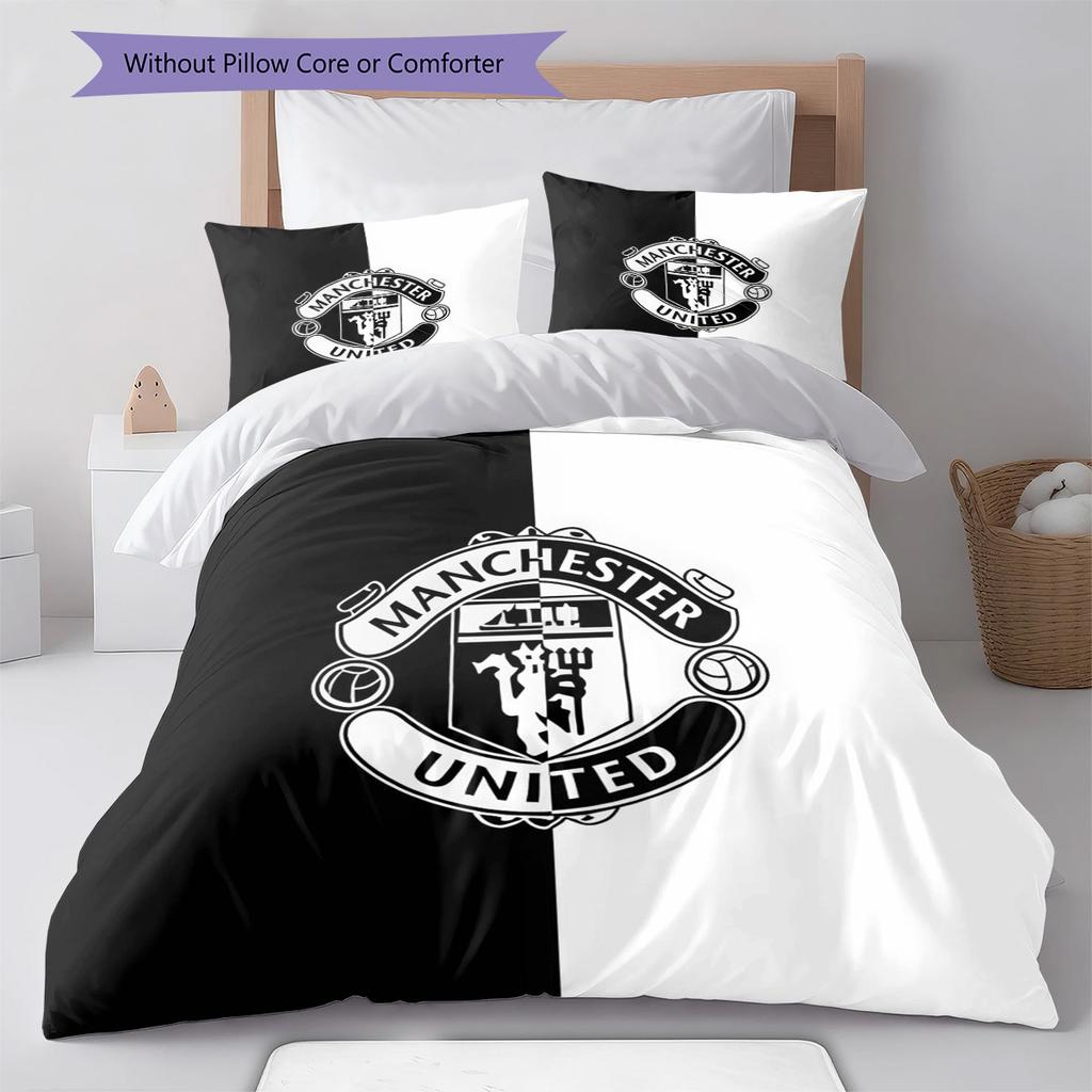 Set Lenzuola Trapunta Manchester United Copripiumino Federa Decorazione Casa Regalo di Compleanno (1 * copripiumino + 2 * federa, senza nucleo)