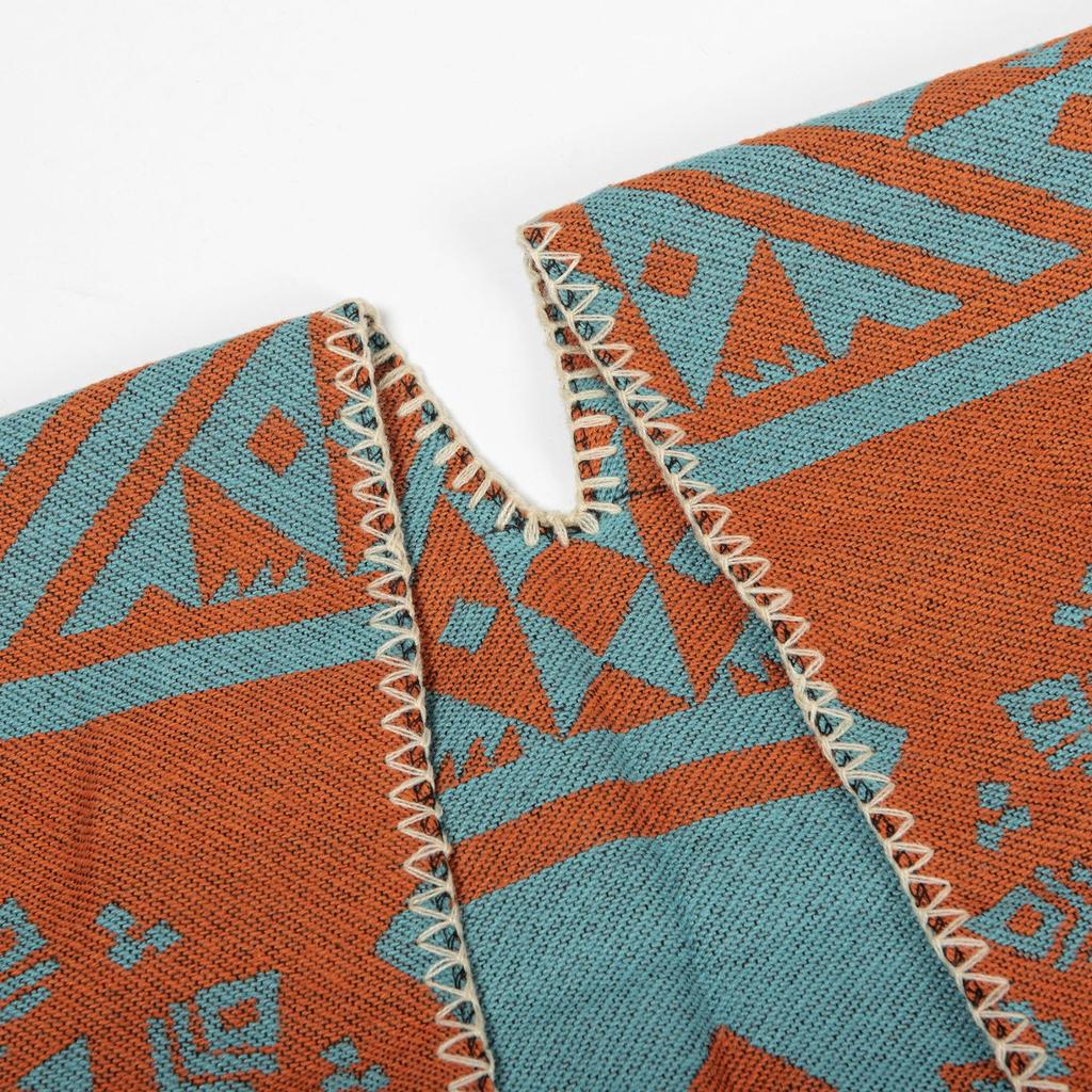 Year Geometric Shawl Niche Outer Shawl Women'S Summer High Sense Dark Double-Sided Warm Scarf