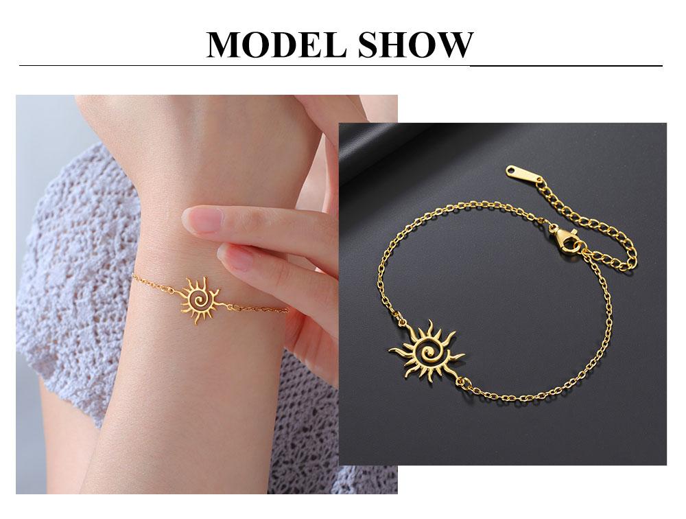 Cazador Stainless Steel Swirl Spiral Sun Totem Charm Bracelets Jewelry Gold Color Women's Hand Bracelet 2026 Trend Wholesale