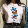 Women Tshirt Watercolor Butterfly Print Tshirt Summer Female Tops Casual Short Sleeve T-Shirts Harajuku Graphic Tee Cute T-Shirt