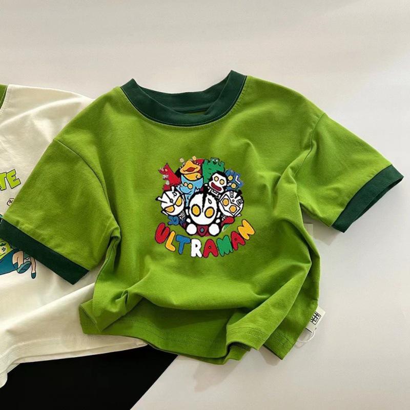 Kids Cartoon Print Cotton T-Shirt - Short Sleeve Summer Top for Boys & Girls 120 cm
