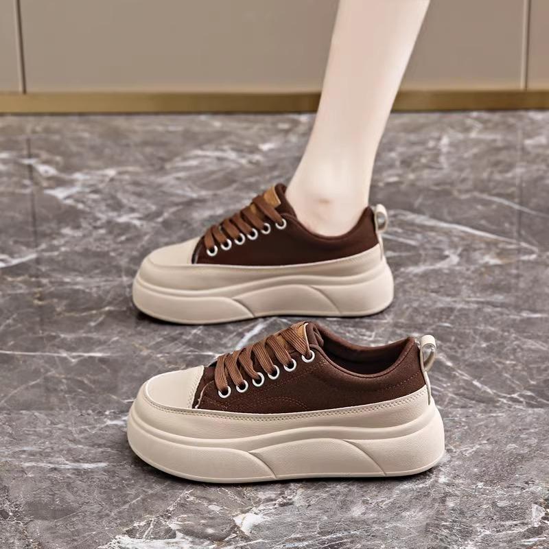 2025 new sports shoes women's spring versatile women's shoes lightweight casual non-slip thick-soled canvas board shoes women