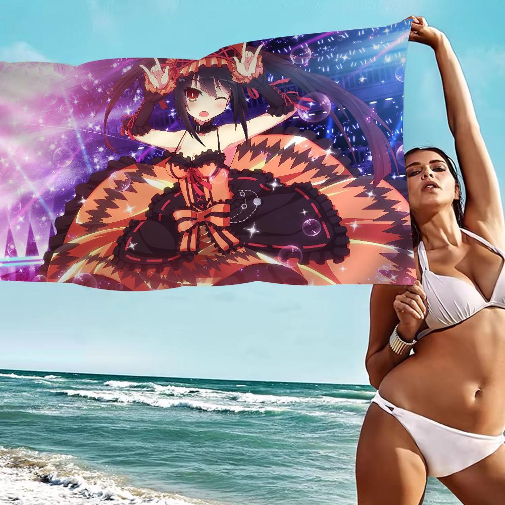 Tokisaki Kurumi Bath Towel Microfiber Soft Water Absorbing Breathable For Girl Kids Decorative Cartoon Beach Towel