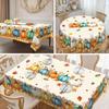 Vintage Pumpkin And Autumn Leaves Tablecloth - Blue, Orange, White, Beige, Turquoise Pumpkin Pattern