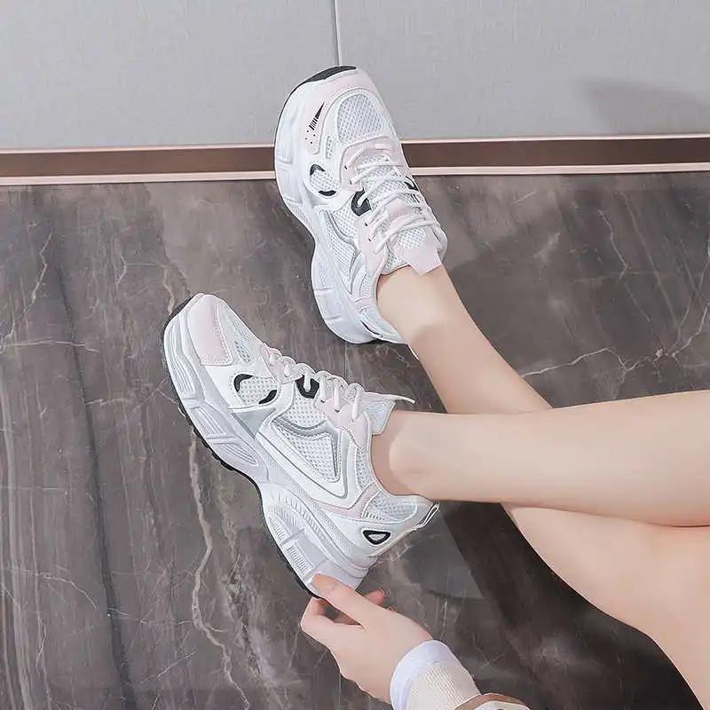 Fashion Low Ventilation Womens High-soled Sneakers Oxford Stiletto High Heels Shoes Platform Punk Sports Products Visitors