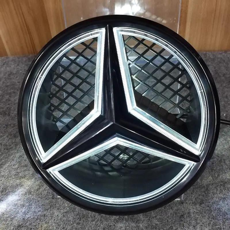 For Benz W20618.5cm Hollow style Car Front Grill Emblem With LED BASE For Mercedes Benz C CLASS W204 GLK W204 B W245 VITO W447 W463 V V260