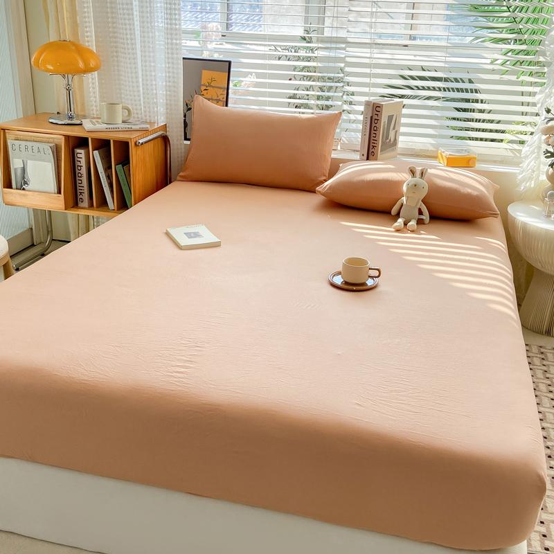 Cearceaf de pat, din bumbac moale, cu benzi elastice, culoare uni, huse de saltea antiderapante, cearceaf pentru pat dublu king-size 140/160/200