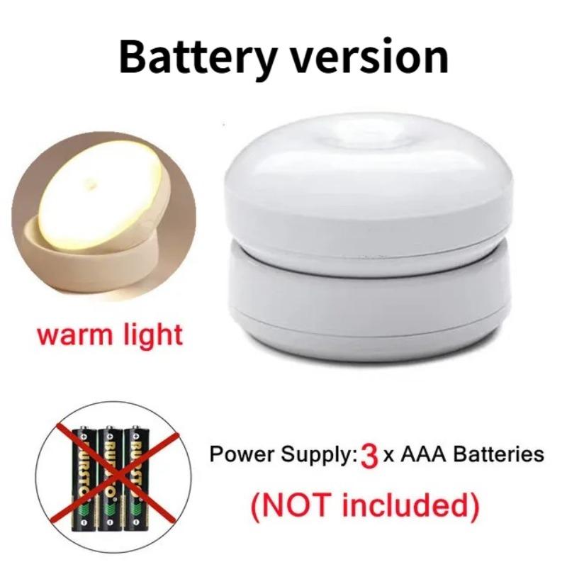 LED Night Light Wireless Motion USB Charging Cabinet Night Lamp Bedside Table For Bedroom Home Closet Sensor Round Lights