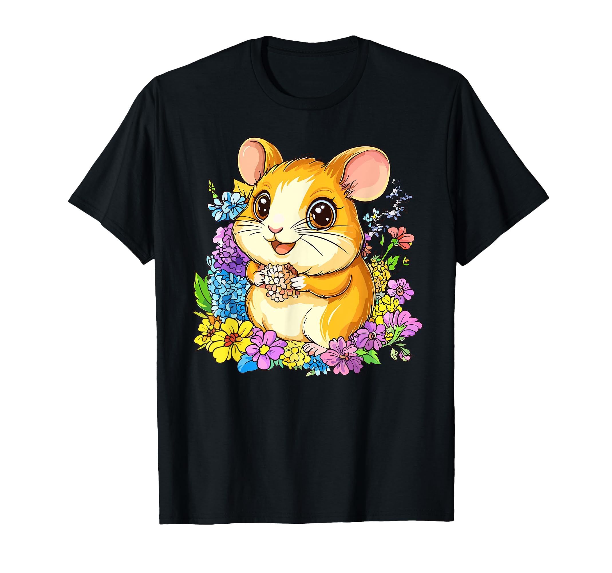 

Cute hamster surrounded by flowers T-shirt чорний